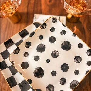 Polka Dot and Checkered Dinner Plate Set